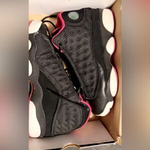 Girls Air Jordan 13s, Black, cherry & white, size 7